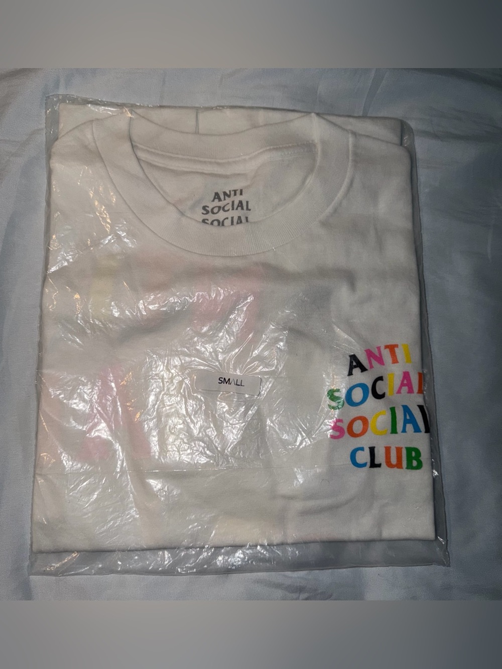 Anti Social Social Club White Graphic Logo Crew Neck Unisex T-Shirt Size S